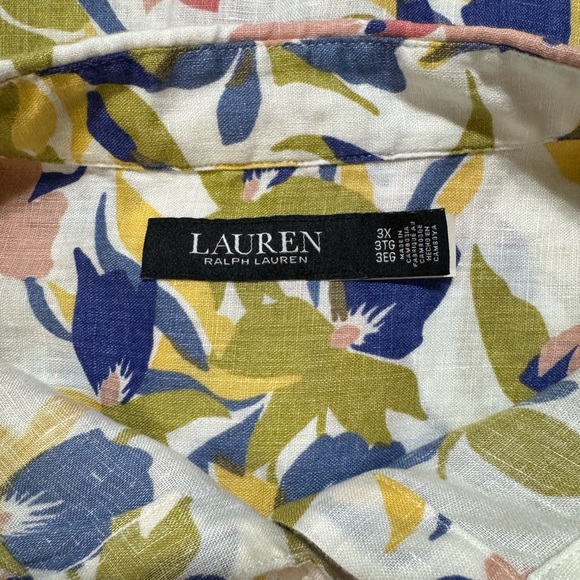 Lauren Ralph Lauren 100% Linen Relaxed Fit Floral Short Sleeve Shirt Size 3X - Picture 8 of 13